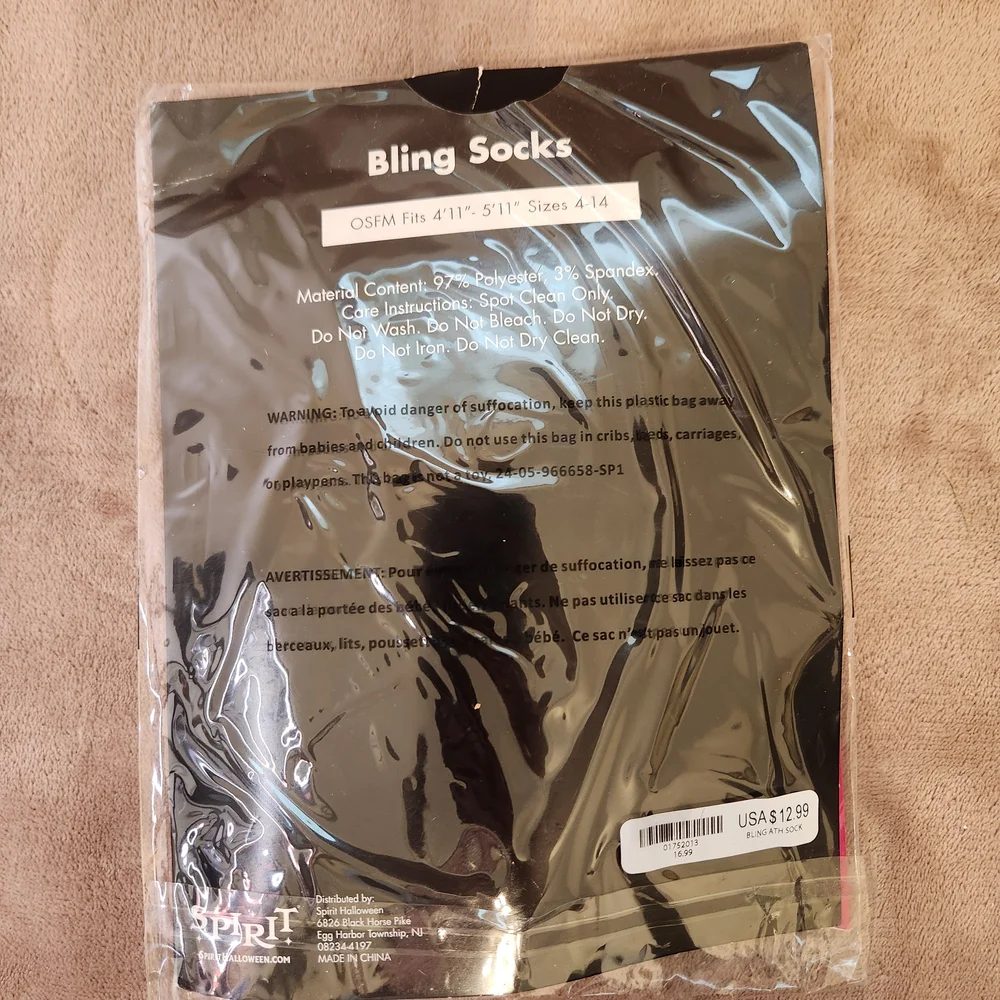 Spirit Bling Socks White Halloween Over The Knee Socks White Black One Size NEW